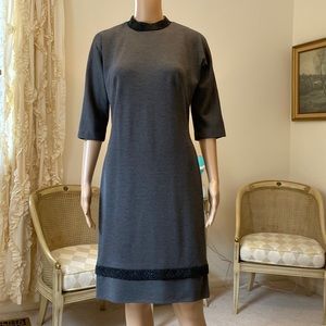 1940s Vintage Paris Abella Gray Dress with Beading for B. Siegel Co Detroit